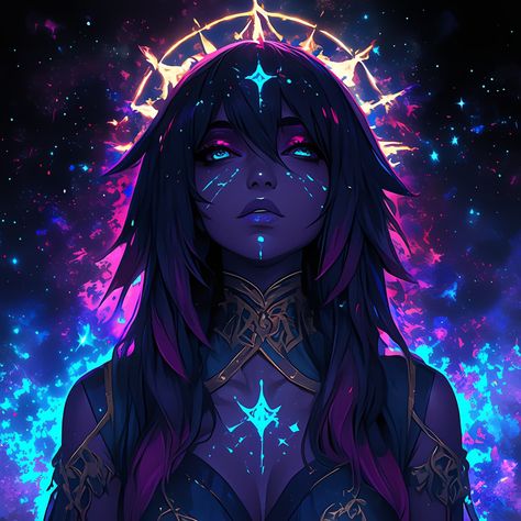 Galaxy’s Keeper ✨ 🌙 ☀️ A Celestial Priestess stands under a stunning galaxy sky, her skin adorned with intricate, mystical symbols. She radiates a sense of magic, wisdom, and cosmic beauty. 🔥 💜 Follow for mesmerizing art that brings the magic of the cosmos to life! Discover unique, expressive pieces that blend mystery, beauty, and the universe. ✨ 🖤 #CosmicMystic #CelestialPriestess #GalaxyArt #AICreativeMagic #StellarBeauty #MysticalAesthetic #ai #aiartist #aiartcommunity #digitalartist... Cosmic Characters Design, Akasha Core, Galaxy Girl Art, Female Alien Concept Art, Space Girl Aesthetic, Galaxy Woman, Galaxy Character, Fantasy People, Mystical Symbols