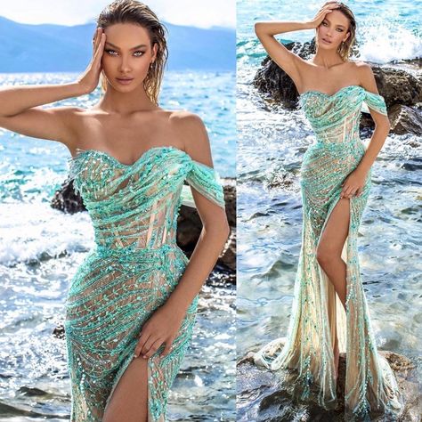 Sea Inspired Fashion, Sirens Fashion, Ocean Dress, Met Gala Outfits, Fashion Birthday, Runway Gowns, Birthday Fashion, Fabulous Birthday, Iconic Dresses