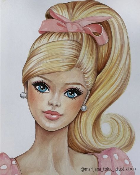 Barbie Artwork Paintings, Barbie Painting, Barbie Wallpaper, Bleak Midwinter, Barbie Things, Barbie Art, Barbie Drawing, Barbie Signature, Doodle Frames