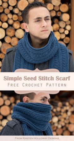 Crochet a Simple Seed Stitch Scarf | Free Pattern Tutorial | Kirsten Holloway Designs - Kirsten Holloway Designs Men Scarf Crochet Pattern, Seed Stitch Scarf, Men Scarf Pattern, Winter Scarf Pattern, Outfits Alt, Alt Summer, Crochet Mens Scarf, Outfits Amazon, Beau Crochet