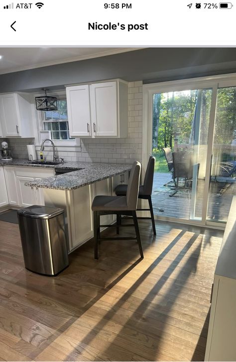 Kitchen Next To Sliding Glass Door, Sliding Glass Door In Kitchen, Sliding Glass Doors Kitchen, Sliding Door Kitchen, Puerto Rico House, Double Sliding Glass Doors, Double Patio Doors, Doors Kitchen, Door Kitchen