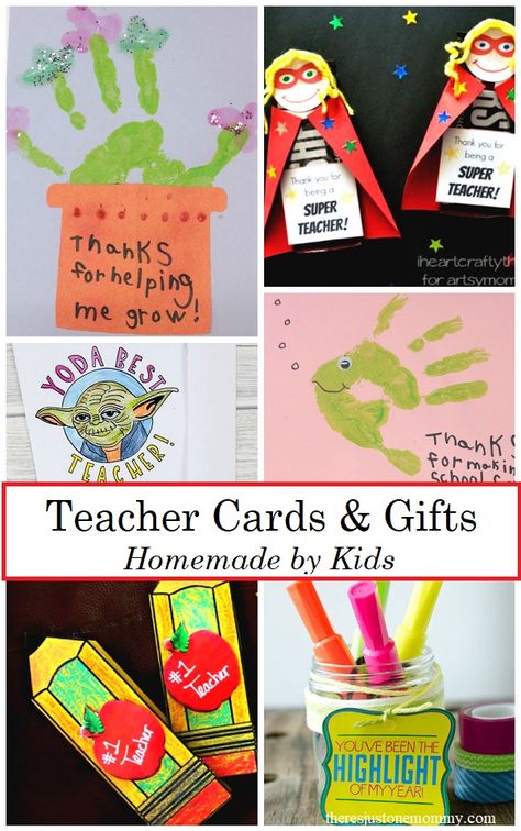 homemade teacher cards and homemade teacher gifts: perfect cards kids can make for Teacher Appreciation Week and end of school year teacher cards Teacher Appreciation Crafts, Teacher Appreciation Diy, Homemade Teacher Gifts, Appreciation Gifts Diy, Teacher Appreciation Gifts Diy, Teachers Day Card, Teacher Appreciation Printables, Teacher Appreciation Cards, Teacher Thank You Cards