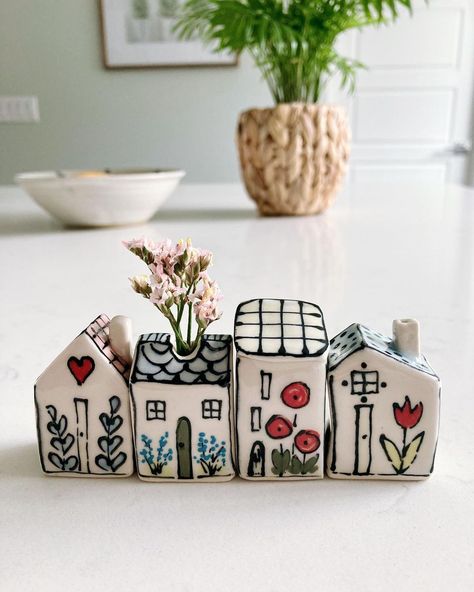 🏡 Next Shop restock on Monday 4/22 at 2 pm (MST) 🏡 I will have these houses available along with some other ones 🏡 Hope you can stop by to… | Instagram Funny Cartoon Images, Pottery Projects, Latest Obsession, New Houses, Pottery Houses, Clay Houses, Paper House, Clay Hand, Wooden Houses