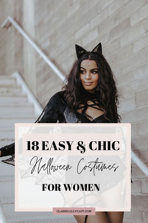 Women’s Cat Costume Diy, Hot Classy Halloween Costumes, Homemade Cat Costume For Women, Sophisticated Halloween Costumes, Diy Cat Costume Women Outfits, Cat Diy Costume Women, Halloween Costumes With Black Bodysuit, All Black Womens Halloween Costume, Cat Halloween Costume Women