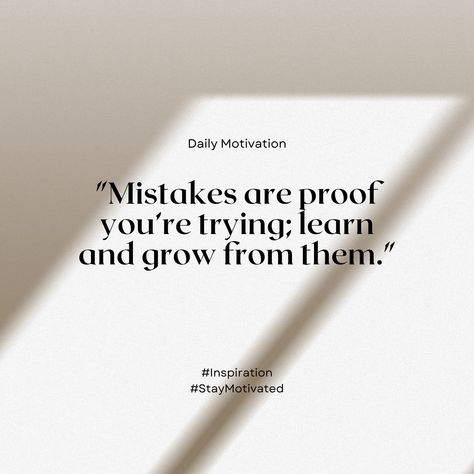 Mistakes are proof you’re trying; learn and grow from them. 🌱 ✨ Embrace every misstep as a step forward! . . . . . . . #GrowthMindset #Learning #Mistakes #EmbraceFailure #JourneyToSuccess #selfcare #smallbusiness #handmadeproducts #selfcaretips Mistakes Are Proof That You Are Trying, Learn From Mistakes, Learn And Grow, 2025 Vision, Daily Motivation, How To Stay Motivated, Growth Mindset, Self Care, Vision Board