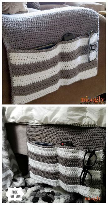 Crochet Couch Bedside Organizer Caddy Free Crochet Patterns Couch Organizer, Organization Dorm, Couch Cozy, Couch Storage, V Stitch Crochet, Bedside Organizer, Crochet Organizer, Crochet Baby Bonnet, Cozy Couch