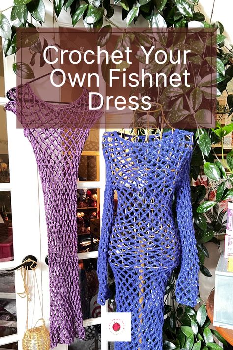 Ever wanted to create your very own stunning fishnet dress? This crochet masterpiece is easier than you think, and you can choose to design it with or without sleeves! Get inspired and step up your crochet game with our detailed YouTube tutorial. Click here to Watch Youtube Tutorial. Crochet Net Dress Free Pattern, Crochet Net Dress Pattern, Fishnet Crochet Pattern, Net Dress Pattern, Crochet Mini Dress Pattern Free, 70’s Fashion Hippie, Crochet Net Dress, Crochet Fishnet, Crocheted Clothes