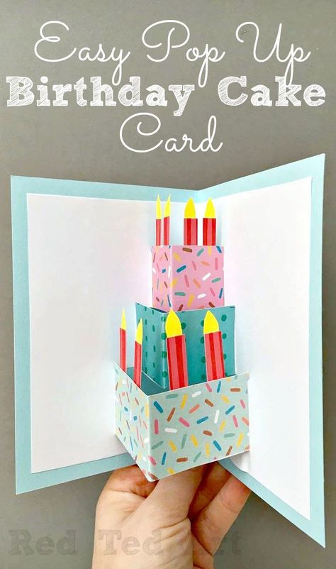 Pop-up Birthday Card Easy Birthday Cards Diy, Diy Pop Up Cards, Diy Birthday Cake, Anniversaire Diy, Birthday Cake Card, Homemade Birthday, Simple Birthday Cards, Homemade Birthday Cards, Birthday Crafts