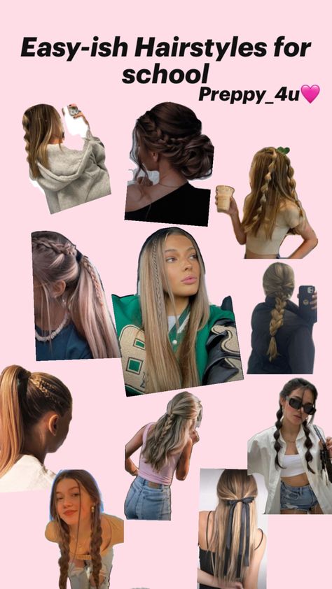 Easy-ish hairstyles for school made my Preppy_4u (me) pls give credits if using🩷 Preppy Hairstyles For School, Casual Hairstyles For Long Hair, Hair Stules, Preppy Hairstyles, Hairstyle Examples, Easy Hairstyles For Thick Hair, Easy Hairstyles Quick, Hair Inspiration Long, Cheer Hair