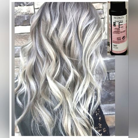 ~Redken Shades Eq Gloss (Toner) Color: 08t Silver Type: Demi-Permanent Standard Size: 2 Fl.Oz New ~ Authentic ~ Description Redken Shades Eq Isn’t Your Run-Of-The-Mill Hair Gloss. In Fact, It’s The Haircolor That Thinks It’s A Conditioner And Delivers Fast, Professional Color Results. After A Gloss Service, You'll Leave The Salon With Healthier Looking And Feeling Hair With Beautiful Shine. ~ Benefits The Formula Is Infused With Amino Acids That Help To Condition The Hair And Leave It Looking Su Redken Gloss, Silver Hair Color Formula, Redken Toner, White Hair Toner, Icy Blonde Hair Color, Silver Ombre Hair, Hair Foils, Grey Blonde Hair, Icy Blonde Hair