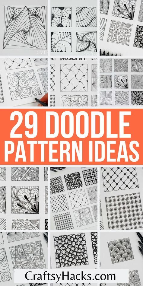 Easy Doodle Designs, Printable Zentangle Patterns Free, Simple Doodle Patterns, Zen Doodles Easy, Free Doodle Printables, Doodling For Beginners, Drawing Ideas Easy Doodles Art Journals Zentangle Patterns, Doodle Book Ideas, Designs To Draw Patterns Easy