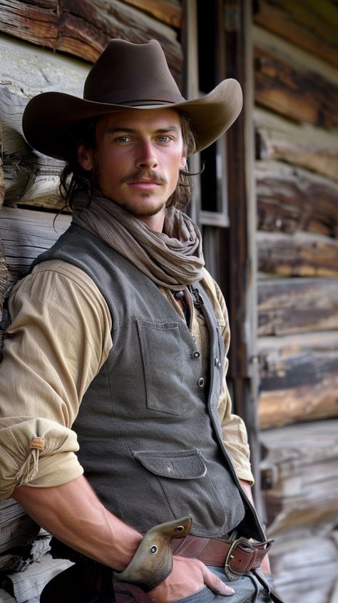 Male Model Style, Saloon Outfits, Cowboy Men Outfit, Handsome Man Art, Rugged Handsome Men, Country Husband, Cowboy Outfit Men, Country Boy Outfits, Cowboy Portrait