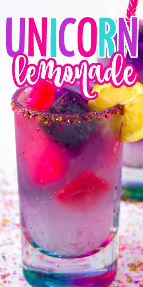 Kids Party Drink, Unicorn Lemonade, Kids Drinks Party, Easy Lemonade Recipe, Homemade Lemonade Recipes, Purple Food Coloring, Special Drinks, Perfect Summer Drink, Drink Recipes Nonalcoholic