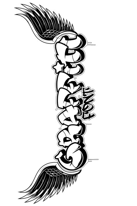 Graffiti font style with wings attached. This font design presents a cool drip effect and it illustrates a star as part of the letter "I" in the word Graffiti. Wing Graffiti, Hollow Graffiti Letters, Graffiti Lettering Dripping Fonts, Word Graffiti, Wings Graffiti, Angel Wings Graffiti, Graffiti Font Style, Wings Mural Street Art, Parts Of The Letter