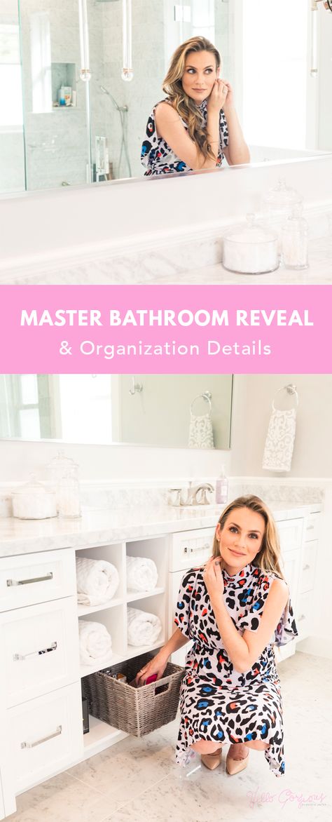 Come and see my Master Bathroom and all the details of my organization. Angela Lanter, Hello Gorgeous #homedecor #bathroom #marble. Organizing Bathroom Countertop Master Bath, Organize Bathroom Countertop Master Bath, Organize Feminine Products Bathroom, Curling Iron Holder, Angela Lanter, White Marble Bathrooms, Small Bathroom Storage, Marble Bathroom, Hello Gorgeous