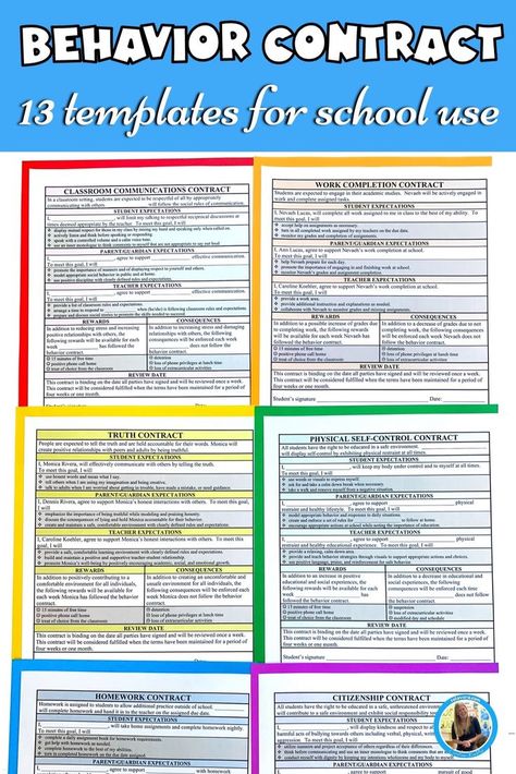 examples of editable behavior contracts for students in school Classroom Contract, Middle School Behavior, Classroom Communication, Behavior Contract, Positive Behavior Management, Behavior Plan, Classroom Management Plan, Classroom Behavior, Positive Behavior