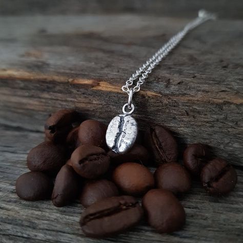 Bean Earrings, Bean Necklace, Coffee Jewelry, Coffee Bean Earrings, Homemade Necklaces, Silver Metal Clay, Gift Box For Men, Coffee Lovers Gift, Tiny Pendant