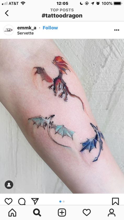 Long Tattoo, Shen Long Tattoo, Three Dragons, Small Dragon Tattoos, Bookish Tattoos, Small Dragon, Dragon Tattoo For Women, Anklet Tattoos, Sweet Tattoos