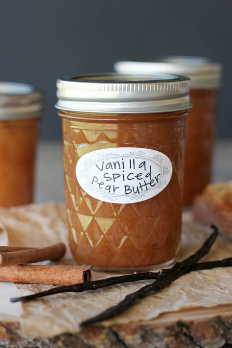 Vanilla Spiced Pear Butter Canning Pears, Pear Butter, Pear Jam, Canned Pears, Vanilla Spice, Vanilla Recipes, Spiced Pear, Pear Recipes, Jam And Jelly