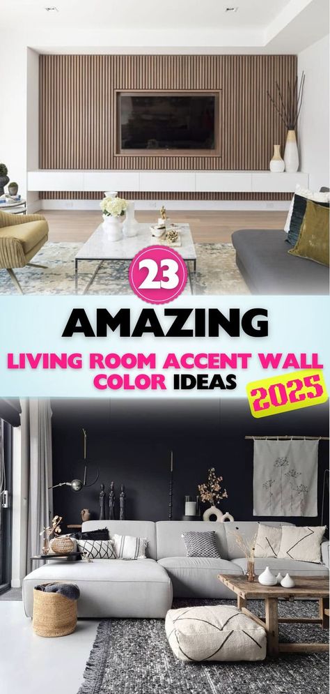 Elevate your living room with these accent wall color ideas. From bold hues to subtle shades, create a unique and welcoming ambiance effortlessly. Living Room Wall Color Ideas Modern, Gray Accent Wall Living Room, Living Room Accent Wall Color, Accent Wall Color Ideas, Dark Brown Floor, Living Room Accent Wall, Wall Color Ideas, Gorgeous Living Room, Wall Paint Patterns