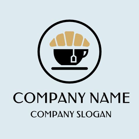 This minimalist bakery logo contains delicious croissant and teacup. It is simple and memorable. You can edit and download it for free. Minimalist Bakery Logo, Croissant Logo, Design Company Names, Logo Maker App, Online Logo Creator, Logo Maker Free, Best Logo Maker, Cafe Logo Design, Free Logo Design