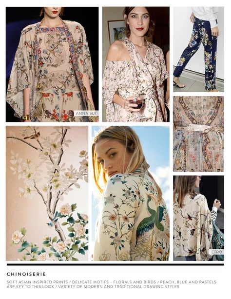 Chinoiserie pattern trend board - mood board / spring summer trend forecast 2016/2017 Victorian Glasshouse, Mood Board Spring, Chinoiserie Fashion, Tshirt Trends, Pattern Reference, Pattern Board, Board Mood, Trend Board, Chinoiserie Pattern