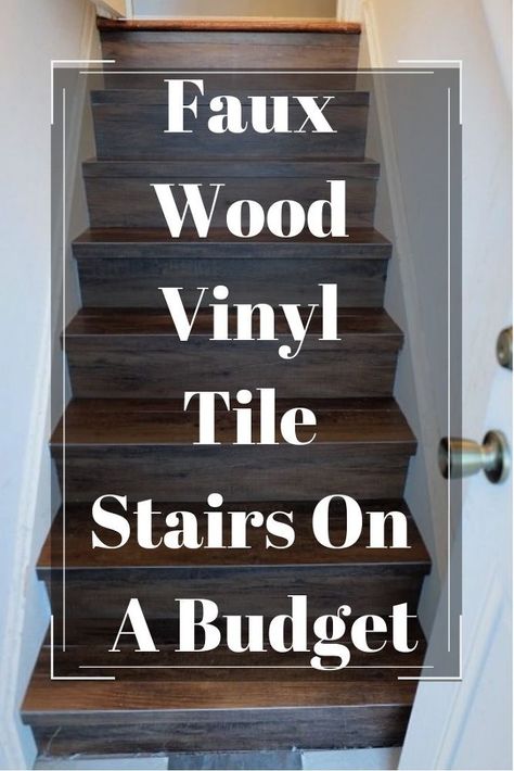 Wood Tile Stairs, Stairs Makeover Design, Diy Stairs Makeover, Diy Staircase Makeover, Stairs Makeover Ideas, Faux Wood Tiles, Stairs Decor, Stair Renovation, Stairs Renovation