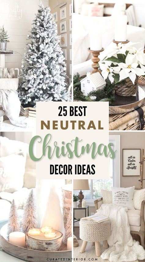 25 Best Neutral Christmas Decor Ideas - decorate with beige, white and black this Christmas! #neutraldecor #christmas Neutral Christmas Decor Ideas, Natal Natural, Colors Mixing, Navidad Natural, Neutral Holiday Decor, Christmas Decor Trends, Natural Christmas Decor, Neutral Christmas Decor, Neutral Christmas