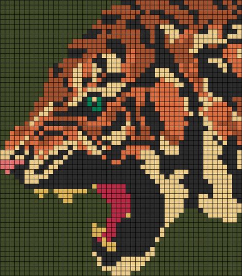 Alpha pattern #127009 | BraceletBook Tiger Alpha Pattern, Pixel Art Tapestry, Alpha Pattern Animals, Animal Alpha Pattern, Pixel Grid Art Alpha Patterns, Elephant Pixel Art, Tiger Pixel Art, Alpha Tapestry, Pixel Art Hard