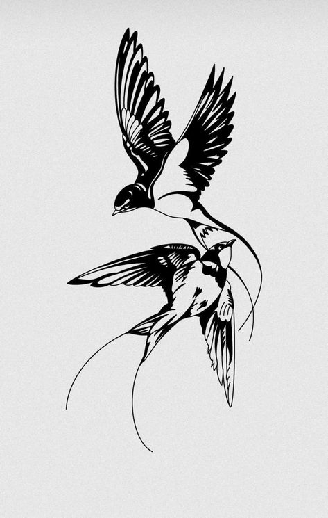 Contemporary Tattoo Sleeve, Abstract Raven Tattoo, Blackwork Bird Tattoo, Blackwork Tattoo Design, Swallow Tattoo Design, Swallow Bird Tattoos, Vogel Silhouette, Vogel Tattoo, Inner Forearm Tattoo