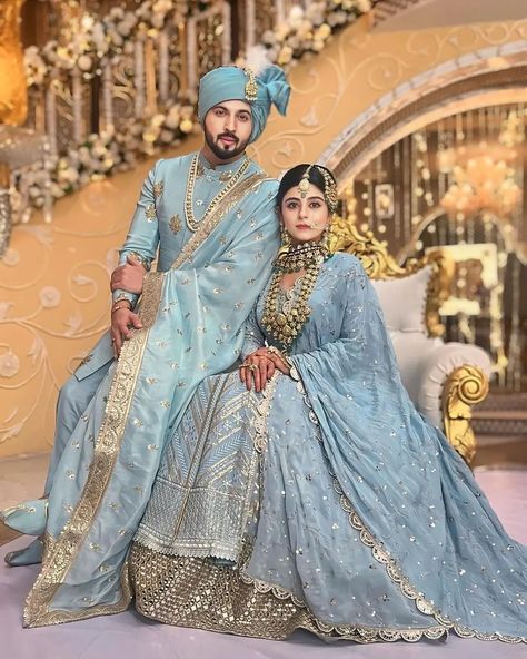 Actors Dheeraj Dhoopar and Yesha Rughani are serving major couple goals with their color - coordinated outfit 💙 @dheerajdhoopar , @yesharughani Follow @wishnwed for more such color-coordinated outfits inspiration #wishnwed #dheerajdhoopar #dheerajdhooper #preeran #preeranforever #dheeshra #matchingoutfits #colorcoordinated #coordinatedcouple #coordinatedfamily #shraddhaarya #shraddha #karanpreeta #preeran #kundalibhagya #indianwedding #indianweddings #weddinginspo #couplegoals #celebri... Couple Dress Matching Indian, Couple Dress Matching, Hindu Couple, Yesha Rughani, Engagement Couple Dress, Wedding Matching Outfits, Coordinate Outfits, Casual Bridal Dress, Blush Outfit