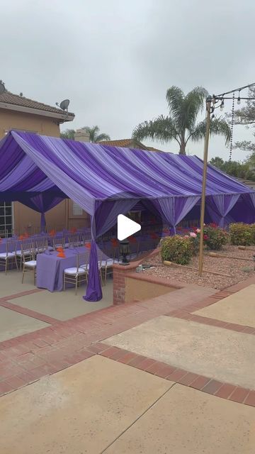 Party Powers | Event Rentals, Tent Draping, Balloons & More on Instagram: "20x30 & 20x20 Naked Tent Drapes 💜 . What’s naked tent draping?  It’s a tent frame with pole covers but with no tarp on top so the drapes can be seen from the outside.  . #hennaparty #mehndiparty #naked #tent #frame #draping #purple #lilac #drapes" Pooh Wedding, Party Tent Decorations, Outdoor Tent Party, Tent Draping, Mehndi Party, Tent Decorations, Henna Party, Tent Poles, Outdoor Tent