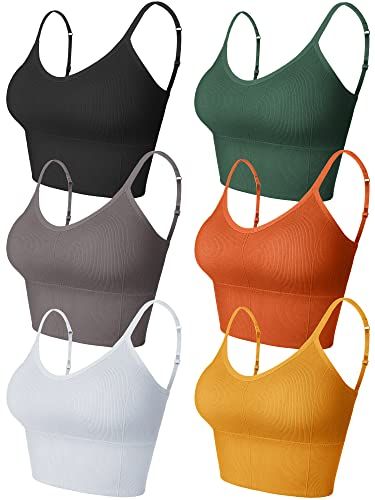 Geyoga 6 Pieces Sleep Bra Bralettes for Women with Support Crop Tank Top Cami Bra Padded Bralettes with Adjustable Straps Cami Bra, Women Bra, Sleep Bra, Bralette Top, Crop Tank Top, Bralette Tops, Padded Bras, Tank Top Cami, Bra Set