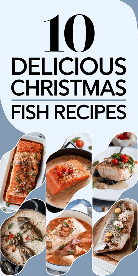 10 Christmas Fish Recipes for a Festive Feast Seafood Christmas Eve Dinner, Fish Christmas Dinner, Fish For Christmas Dinner, Christmas Eve Fish Dishes, Christmas Eve Fish Dinner Ideas, Christmas Fish Recipes, 7 Fishes Christmas Eve Recipes, Christmas Seafood Dinner Menu Ideas, 7 Fishes Christmas Eve