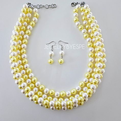 Chunky Pearl Necklace, Chunky Pearls, Pearl Statement Necklace, Pearl Necklace Set, White Pearl Necklace, Statement Necklaces, Blue Necklace, Necklaces For Women, Multi Strand Necklace