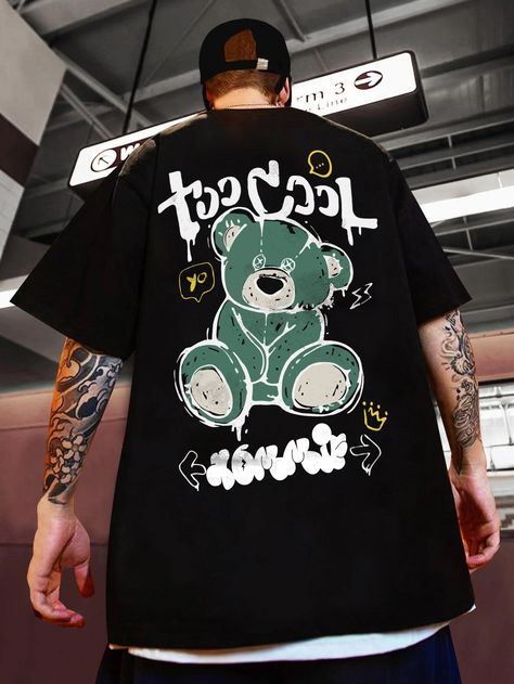 Too Cool Oversized Printed T-Shirt Trending Tshirt Design Ideas, Oversized Tshirt Design, Tshirt Trends, Printed Tshirts, Cool Shirt Designs, Black Bunny, Outfit Streetwear, Cycling T-shirt, T-shirt Refashion