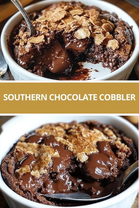 Southern Chocolate Cobbler Chocolate Chip Cobbler Recipes, Deep Dish Desserts, Scoop Cake Recipes, Chocolate Cobbler Pioneer Woman, Chocolate Cobbler Easy, Stovetop Desserts Easy, Southern Chocolate Cobbler, Chocolate Cobbler Recipe, Best Cobbler