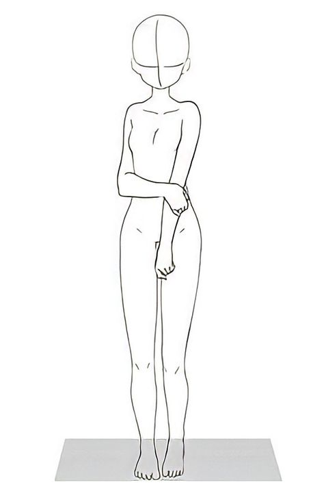 Shy Body Pose, Sketch Poses Standing, Character Base Poses Female, Free Female Base, Female Pose Reference Drawing Shy, Stand Pose Reference Drawing, Girl Drawing Posing, Anime Base Pose Standing, Body Structure Drawing Anime