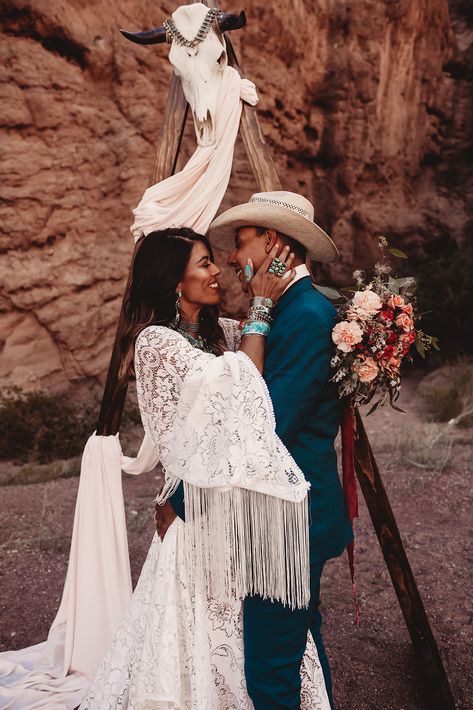 Turquoise Dreams Elopement Inspiration via Rocky Mountain Bride Mexico Scenery, Turquoise Bride, Cassie Wedding, Western Elopement, Western Bride, Elopement Styled Shoot, Mexico Weddings, Wedding September, Western Themed Wedding