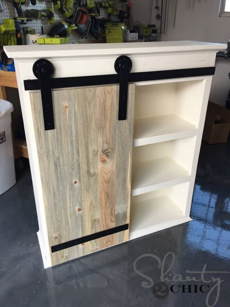 Sliding Barn Door Bathroom, Barn Door Bathroom, Barn Door Cabinet, Bathroom Cabinets Diy, Farmhouse Buffet, Diy Sliding Barn Door, Rustic Barn Door, Door Bathroom, Dekorasi Kamar Tidur