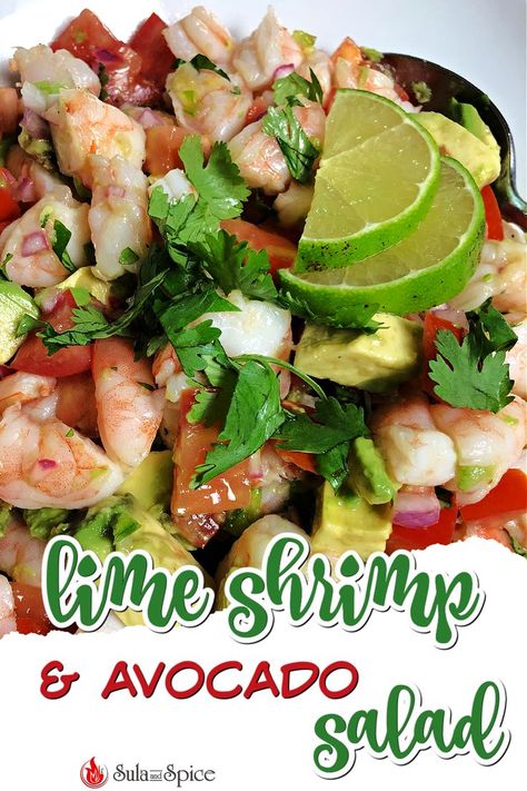 Pesto Shrimp Salad, Zesty Lime Shrimp And Avocado Salad, Shrimp Avacoda Salad, Cold Shrimp Recipes, Cold Shrimp Salad Recipes, Shrimp Avocado Recipes, Avocado Shrimp Salad, Shrimp And Avocado Salad, Easy Lunch Idea