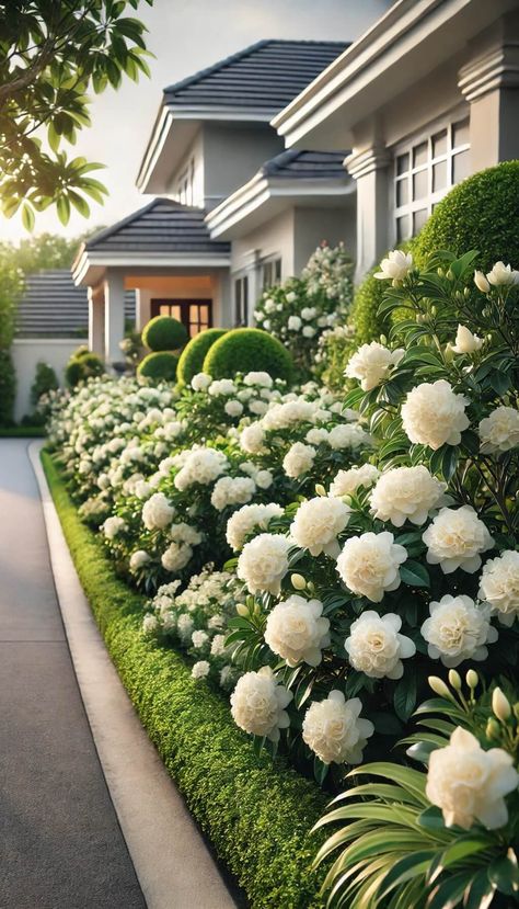 15+ Essential Gardenia Landscaping Ideas for a Fragrant Garden Oasis 60 French Landscaping Ideas, Gardenia Plant Landscapes, Gardenia Landscaping, Landscaping Front Porch, French Style Garden, French Garden Landscaping, Cotswold Garden, French Garden Design, Gardenia Plant