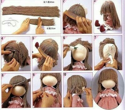 Hair Homemade Dolls, Pola Amigurumi, Crochet Doll Clothes, Doll Wigs, Doll Tutorial, Waldorf Dolls, Sewing Dolls, Sewing Toys, Rag Dolls