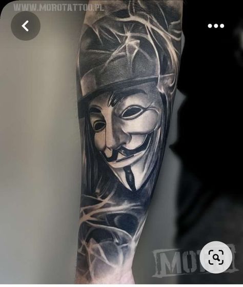 V For Vendetta Tattoo, Anonymous Tattoo, Vendetta Tattoo, Vendetta Mask, Idea Tattoo, Pretty Hand Tattoos, Movie Tattoos, Cool Forearm Tattoos, V For Vendetta