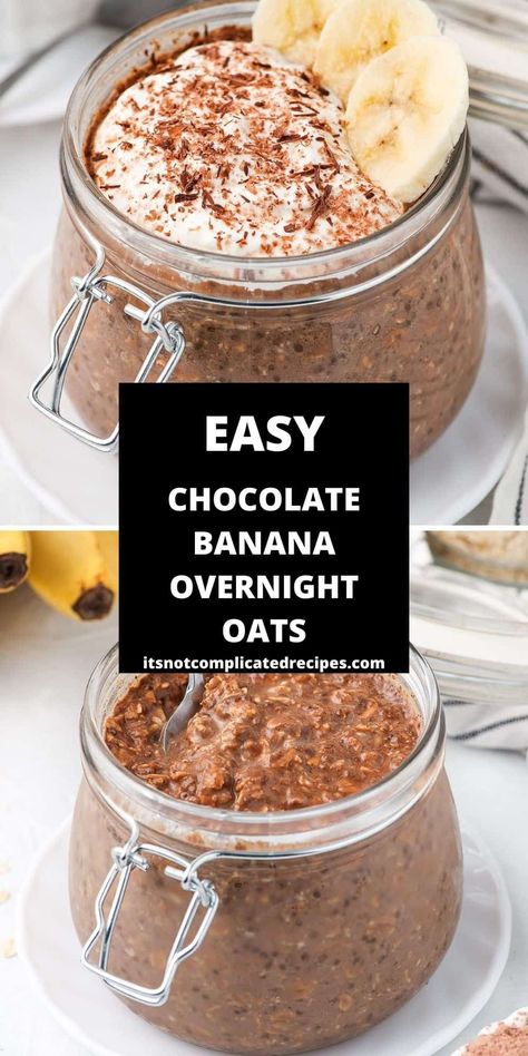 My Chocolate Banana Overnight Oats are incredibly delicious and so simple to prepare! Mashed banana and raw cacao combine to make a delicious flavour base for these oats. With just a few minutes of preparation time before bed, these oats will be ready for you to enjoy in the morning! Overnight Oats Chocolate Banana, Overnight Oats Cacao, Healthy Chocolate Overnight Oats, Cacao Overnight Oats, Chocolate Banana Overnight Oats, Overnight Oats Banana, Overnite Oats, Chia Seed Overnight Oats, Cold Oats