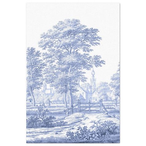 French Illustration, Decoupage Papers, French Toile, Blue Toile, Row Boat, A Bridge, Villa Design, Decoupage Paper, Studio S