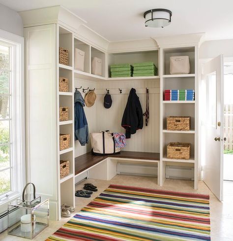 Modern Farmhouse Mudroom, Beadboard Trim, Laundry Room/mudroom, Farmhouse Mudroom, Mudroom Lockers, Mudroom Entryway, Mudroom Laundry Room, Mud Room Storage, Mudroom Design