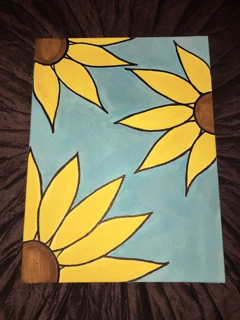 Simple Sunflower Painting Small Canvas Paintings, Canvas Drawing, Simple Canvas Paintings, Cute Canvas Paintings, Easy Canvas Art, Canvas Drawings, Easy Canvas Painting, Canvas Painting Designs, Cute Paintings