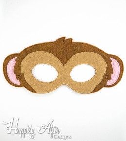 Monkey Mask ITH Embroidery Design - Felt jungle animal mask! Mask Embroidery Design, Mask Embroidery, Sleeping Masks, Monkey Costumes, Monkey Mask, Animal Dress Up, Printable Masks, Lion Mask, Something Wild