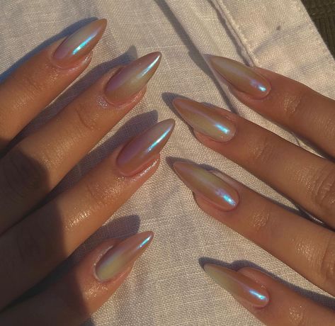 Chrome Glitter Nails, Rainbow Chrome Nails, Aesthetic Nail Design, Aura Nail Designs, Nail Inspo Long, Aura Nail, Aesthetic Nail, Aura Nails, Purple Diamond